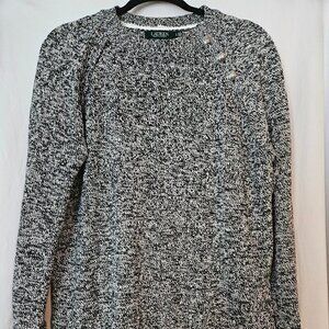 Lauren Ralph Lauren Women's Black White  Cotton Sweater‎ Size Large